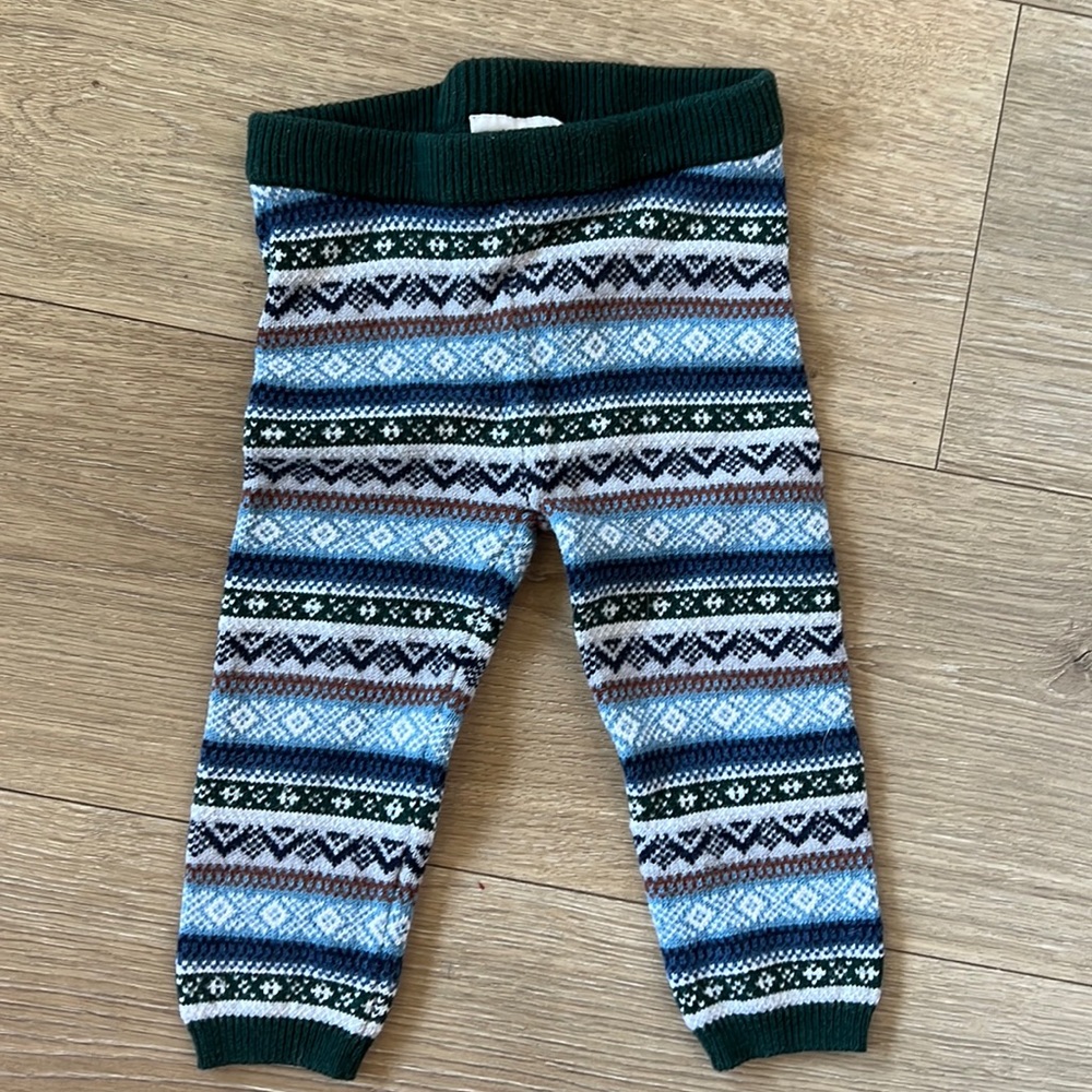 Green Knit Winter patterned baby pants